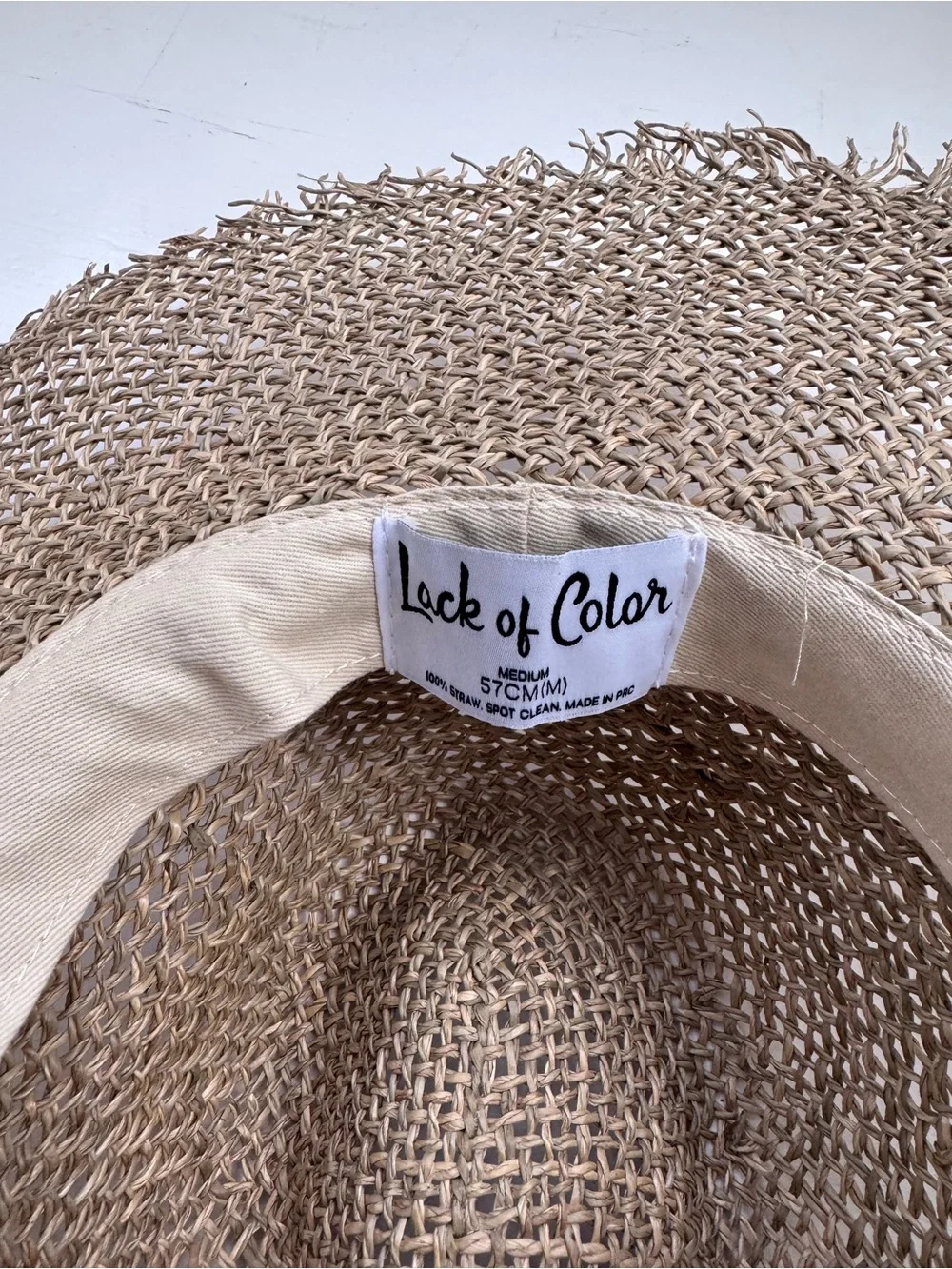Lack of Color Open-Weave Straw Hat with Frayed Brim - Medium